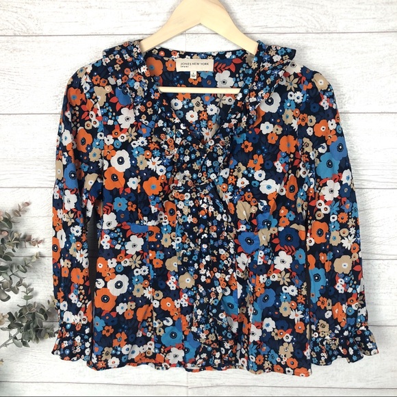 JONES NEW YORK Sport Floral Button Down Top Shirt - Picture 2 of 7